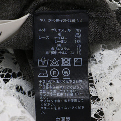 24秋冬 レース コンビ ニット セット ワンピース / キャミソール チュニック ロング Vネック 長袖 ウール