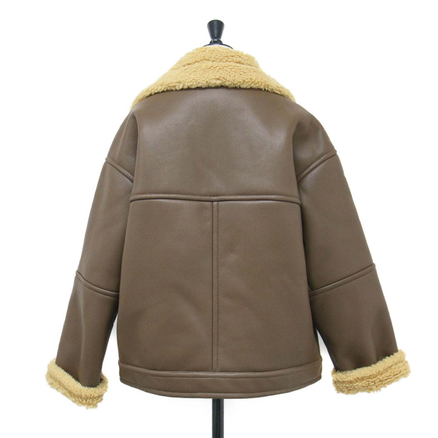 フェイクレザー ボンバージャケット / ブルゾン ライダース ショート丈 オーバーサイズ ボア