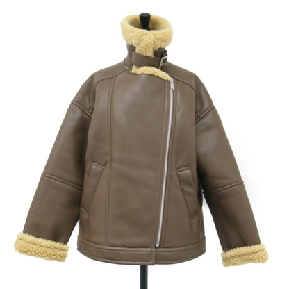 フェイクレザー ボンバージャケット / ブルゾン ライダース ショート丈 オーバーサイズ ボア