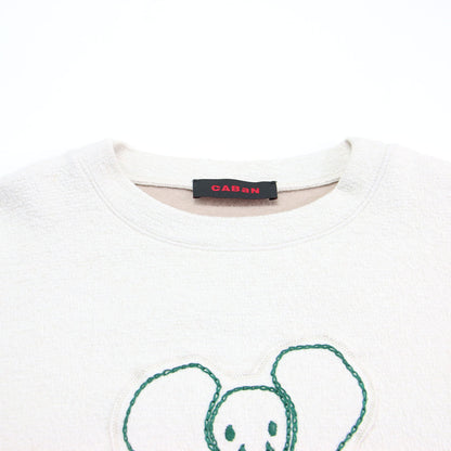 24春夏 ウール コットン ダブルフェイス エンブロイダリー プルオーバー / スウェット 長袖 クルーネック エレファント 刺繍