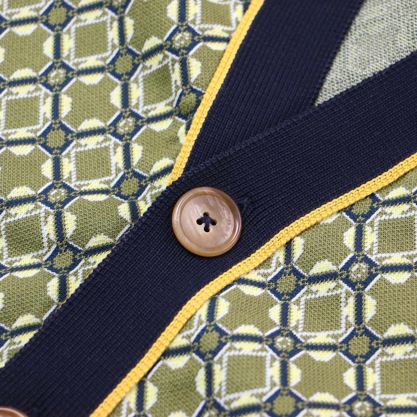 24春夏 クロスタイル ジャカード Vネック カーディガン / ニット 長袖 オーバーサイズ 幾何学柄