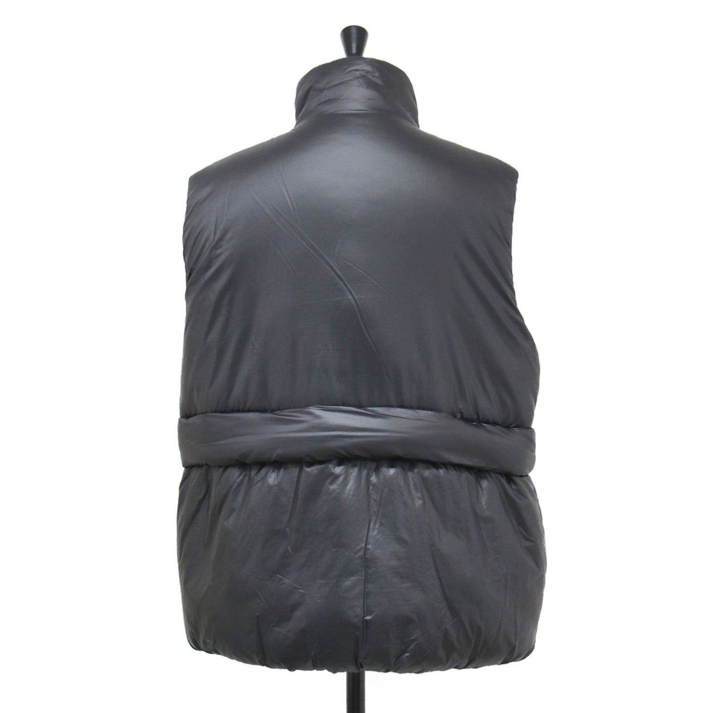24秋冬 スタンドカラー 中わた ベスト / Shiny Quilt Vest ミドル丈 パテッド ナイロン