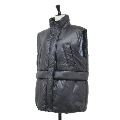 24秋冬 スタンドカラー 中わた ベスト / Shiny Quilt Vest ミドル丈 パテッド ナイロン