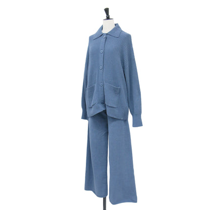 25春夏 コージー ニット ライト カーディガン タンクトップ パンツ セット / ルームウェア リブ