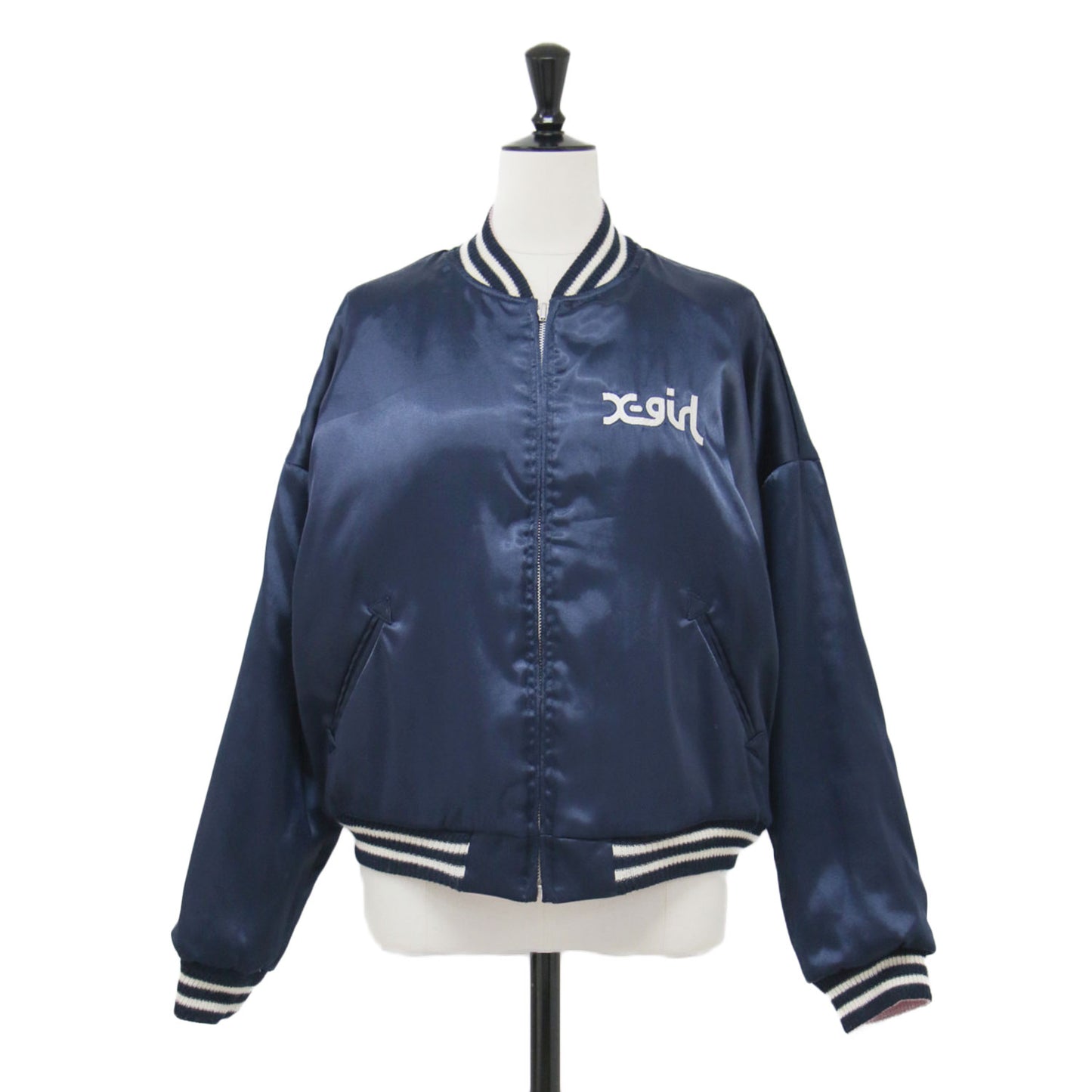 リバーシブル スカジャン / SOUVENIR JACKET ブルゾン ショート丈 リブ 刺繍 サテン