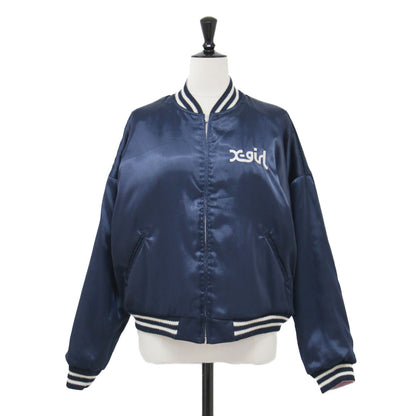 リバーシブル スカジャン / SOUVENIR JACKET ブルゾン ショート丈 リブ 刺繍 サテン