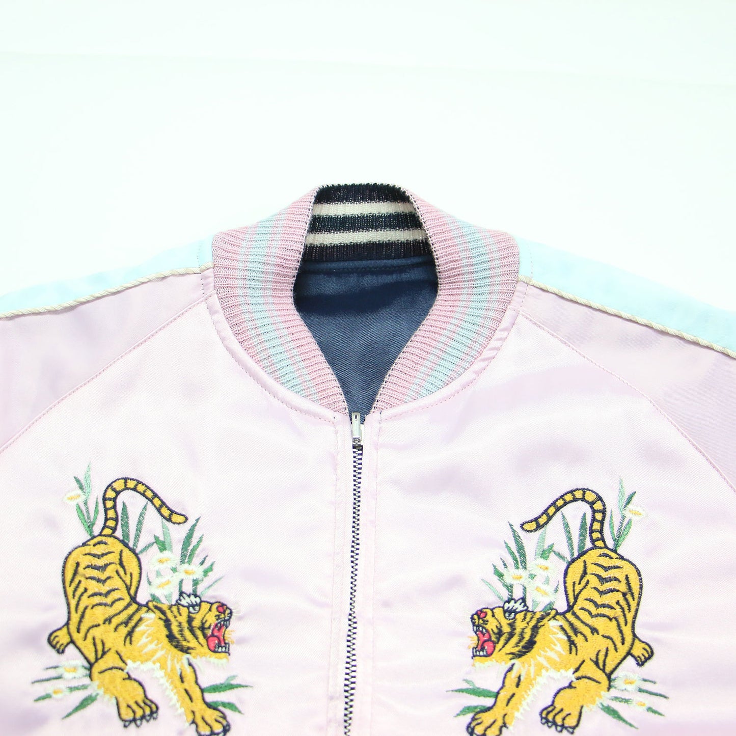 リバーシブル スカジャン / SOUVENIR JACKET ブルゾン ショート丈 リブ 刺繍 サテン