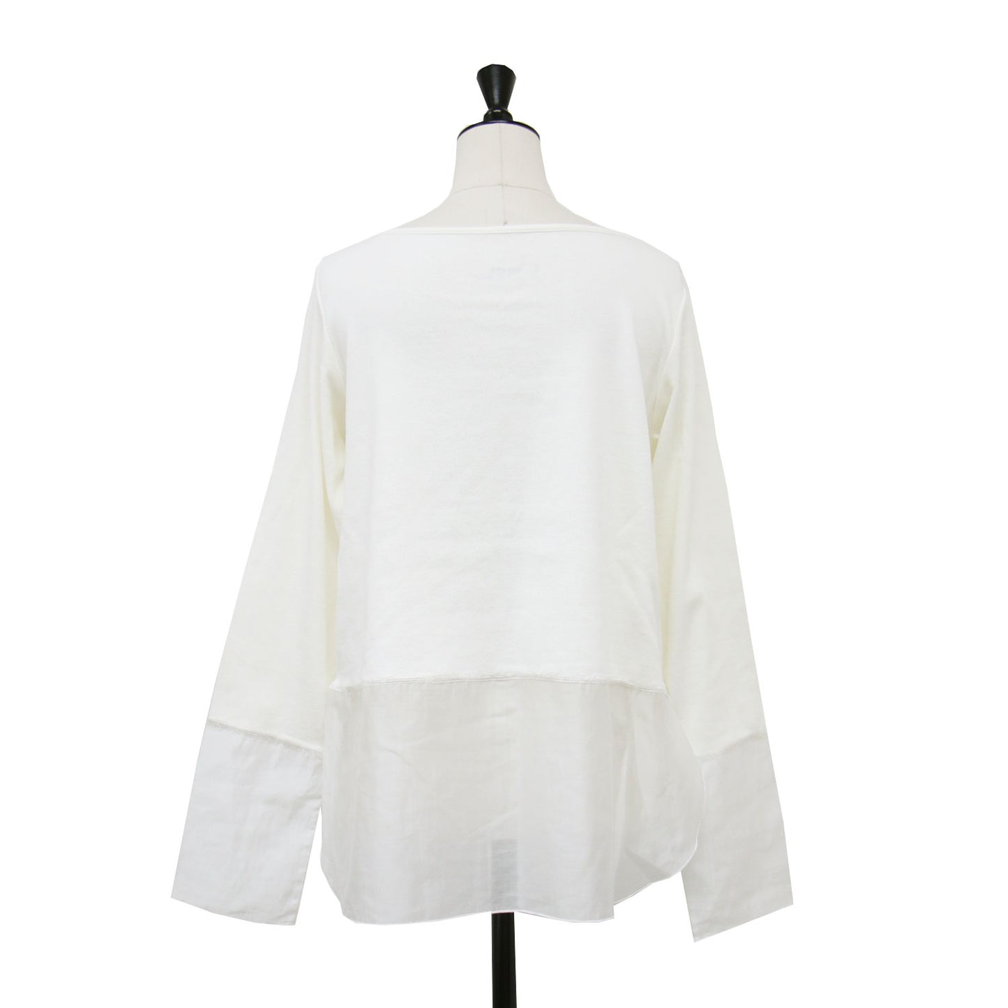 COLLAGE CNOTE 24秋冬 裾シアー ロングスリーブ Tシャツ / カットソー スクエアネック 長袖 コットン