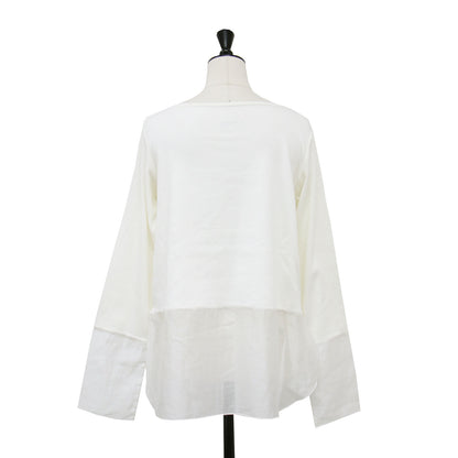 COLLAGE CNOTE 24秋冬 裾シアー ロングスリーブ Tシャツ / カットソー スクエアネック 長袖 コットン