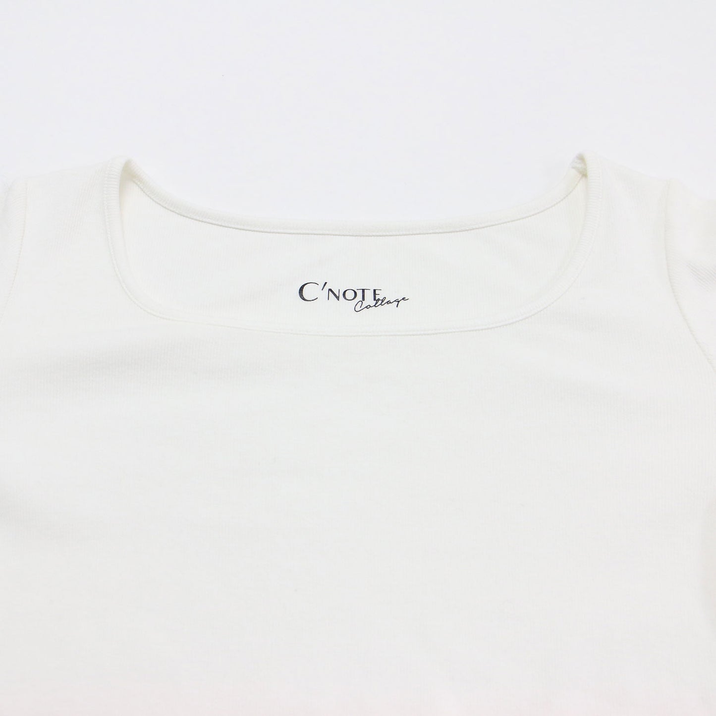 COLLAGE CNOTE 24秋冬 裾シアー ロングスリーブ Tシャツ / カットソー スクエアネック 長袖 コットン