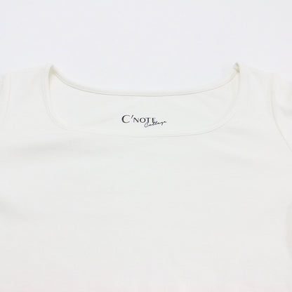 COLLAGE CNOTE 24秋冬 裾シアー ロングスリーブ Tシャツ / カットソー スクエアネック 長袖 コットン