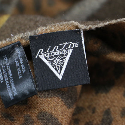 ウール カシミヤ リバーシブル ストール / マフラー 大判 レオパード チェーン プリント 総柄