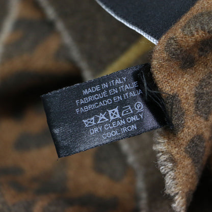 ウール カシミヤ リバーシブル ストール / マフラー 大判 レオパード チェーン プリント 総柄