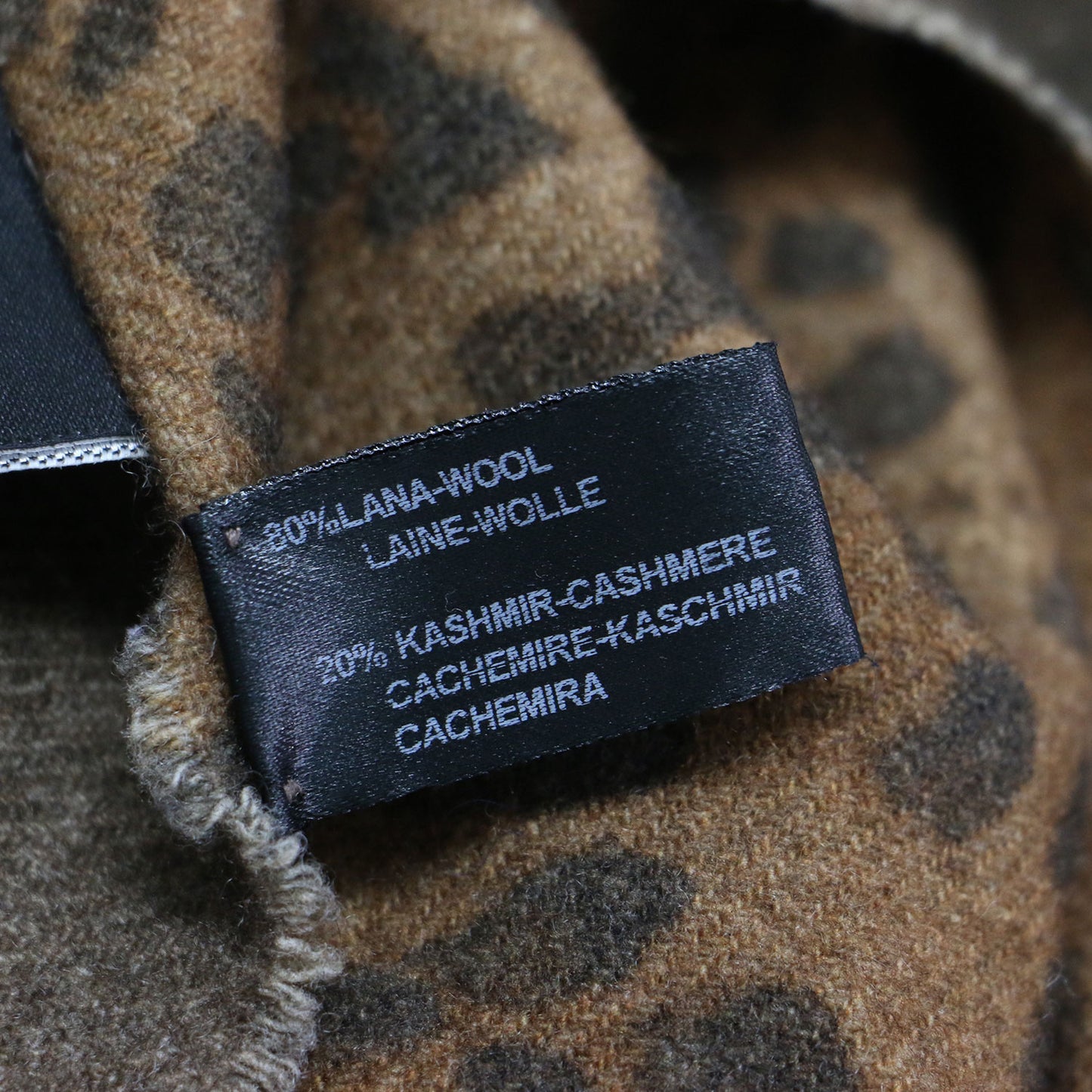 ウール カシミヤ リバーシブル ストール / マフラー 大判 レオパード チェーン プリント 総柄