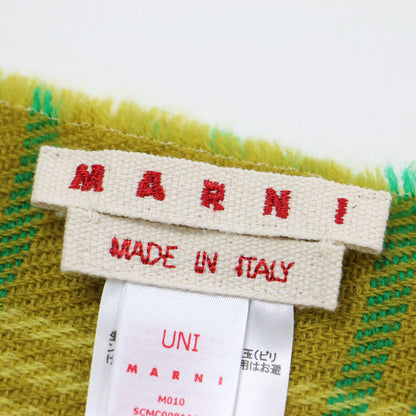 23秋冬 ウール チェック マフラー / ストール フリンジ ロゴラベル