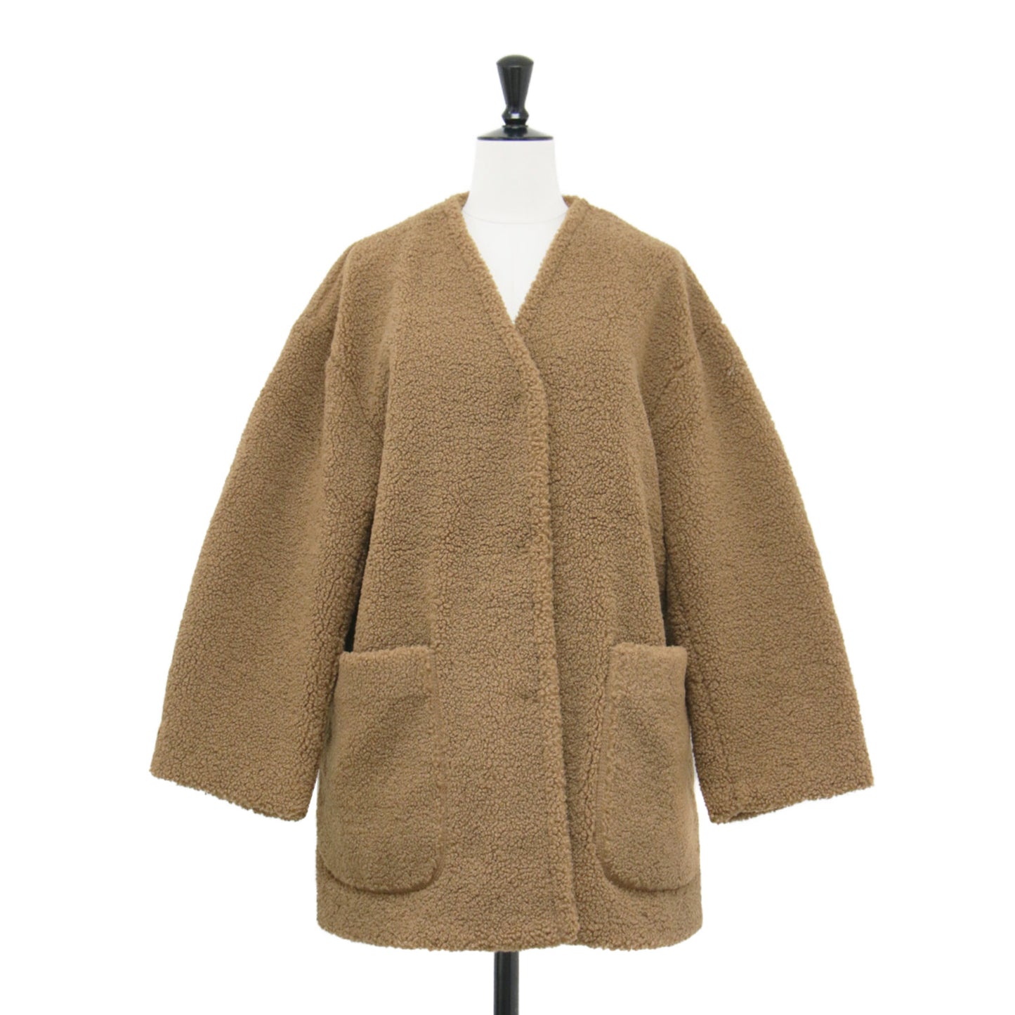 23秋冬 エコペル ボアハーフコート / ECOPEL ジャケット ミドル丈 Vネック 長袖 ワイド フロントポケット