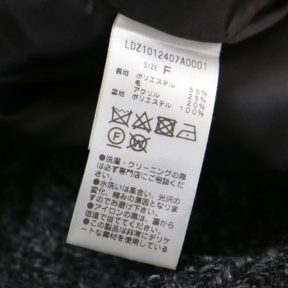21秋冬 ノーカラー ツイード ジャケット / 長袖 ワイドスリーブ 金ボタン ウール