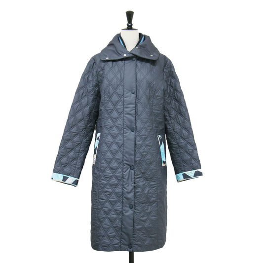 ナイロン キルティング ロングコート / ジャケット 長袖 Aライン ロゴ