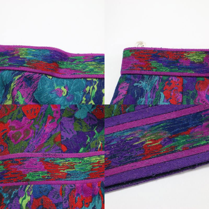 花柄 水彩 ノーカラージャケット スカート スーツ / セットアップ 長袖 総柄 Vネック 金ボタン スリット 膝丈 シルク