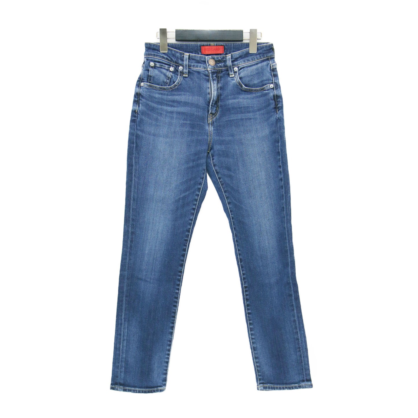 30周年 アンクル スリムテーパード ハイライズ デニム パンツ / Anniversary カーブベルト ストレッチ コットン