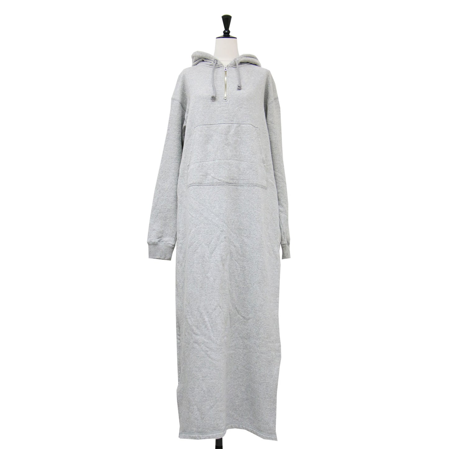 24秋冬 スウェットフーディワンピース / パーカーワンピース 長袖 ロング丈 Iライン ジッパー スリット パイル