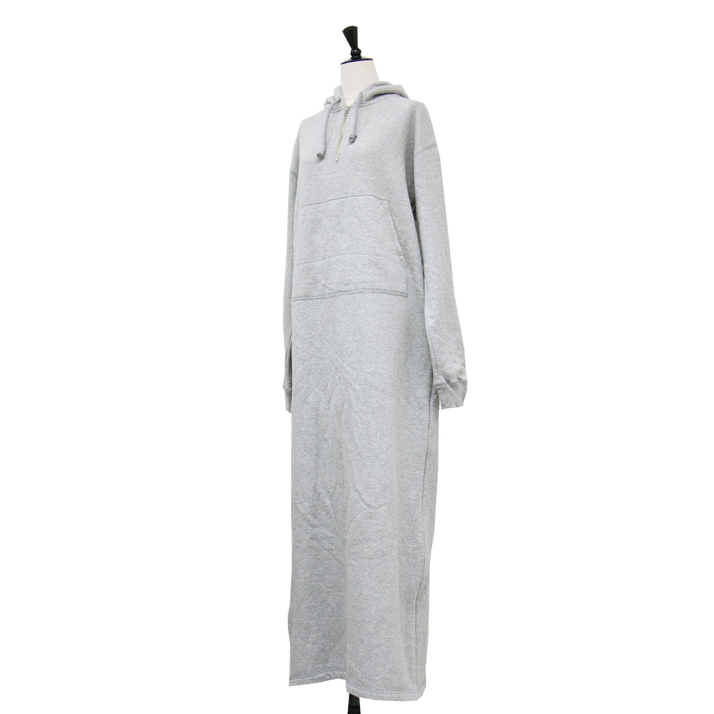 24秋冬 スウェットフーディワンピース / パーカーワンピース 長袖 ロング丈 Iライン ジッパー スリット パイル