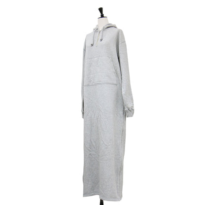 24秋冬 スウェットフーディワンピース / パーカーワンピース 長袖 ロング丈 Iライン ジッパー スリット パイル