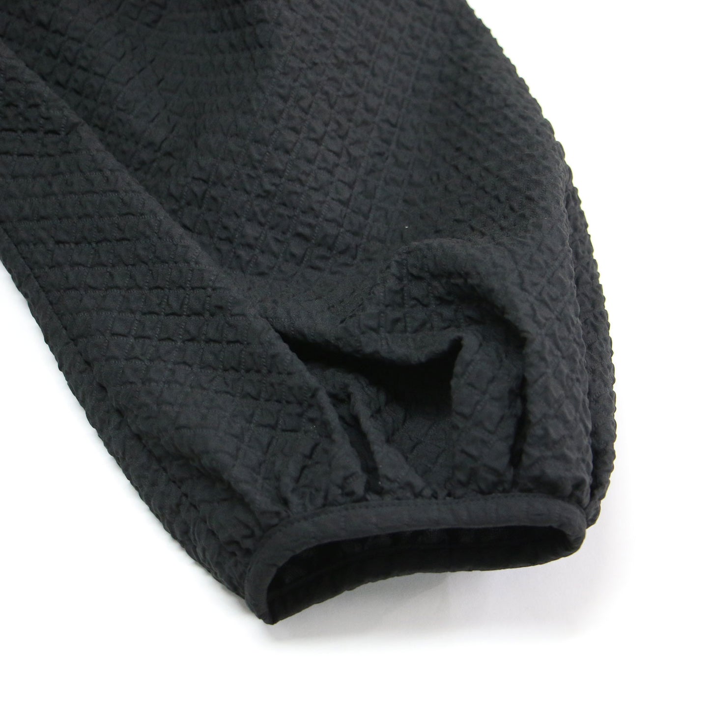 22秋冬 ふくれジャガード ボリュームワンピース / ドレス 長袖 タックスリーブ 膝丈 ハーフジップ フレア Aライン