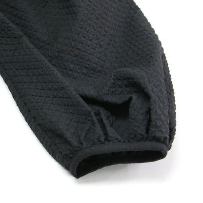 22秋冬 ふくれジャガード ボリュームワンピース / ドレス 長袖 タックスリーブ 膝丈 ハーフジップ フレア Aライン