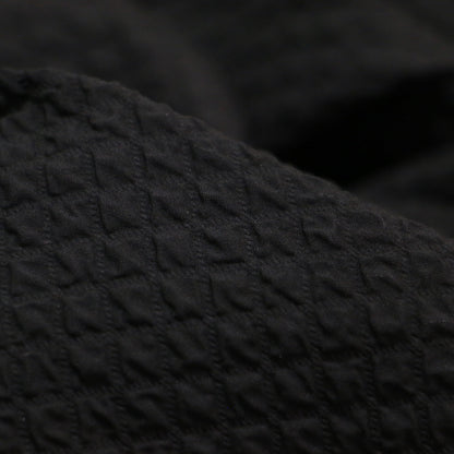 22秋冬 ふくれジャガード ボリュームワンピース / ドレス 長袖 タックスリーブ 膝丈 ハーフジップ フレア Aライン