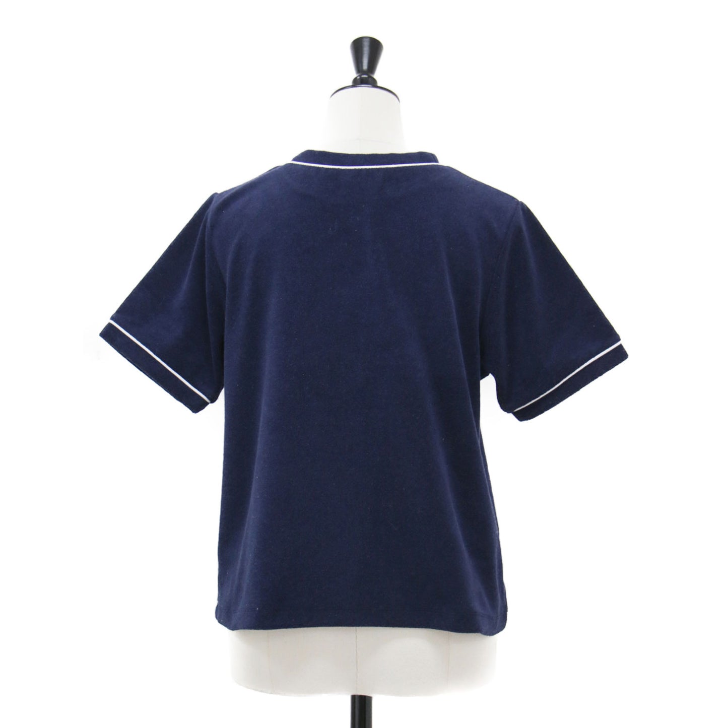 25秋冬 パイル クルーネック Tシャツ / プルオーバー 半袖 クロップド丈 クルーネック コンパクト ロゴ 刺繍 パイピング UVカット