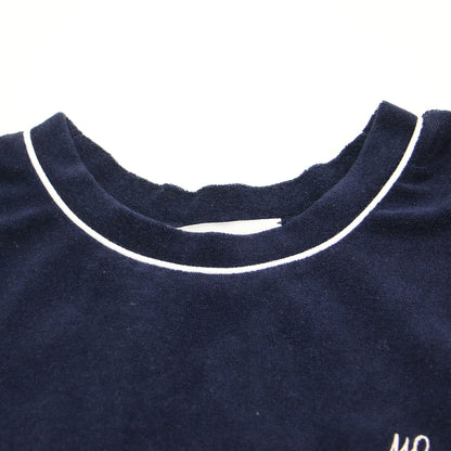 25秋冬 パイル クルーネック Tシャツ / プルオーバー 半袖 クロップド丈 クルーネック コンパクト ロゴ 刺繍 パイピング UVカット