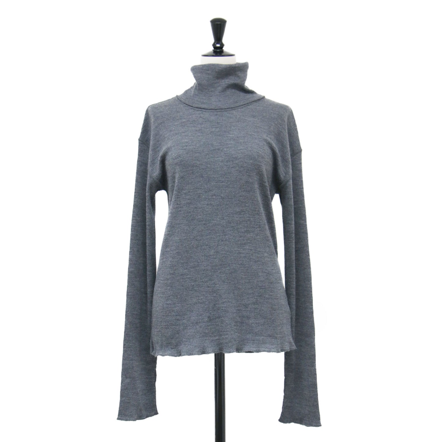 23秋冬 リブ タートル / ニット プルオーバー 長袖 コンパクトシルエット サムホール ファインメリノウール