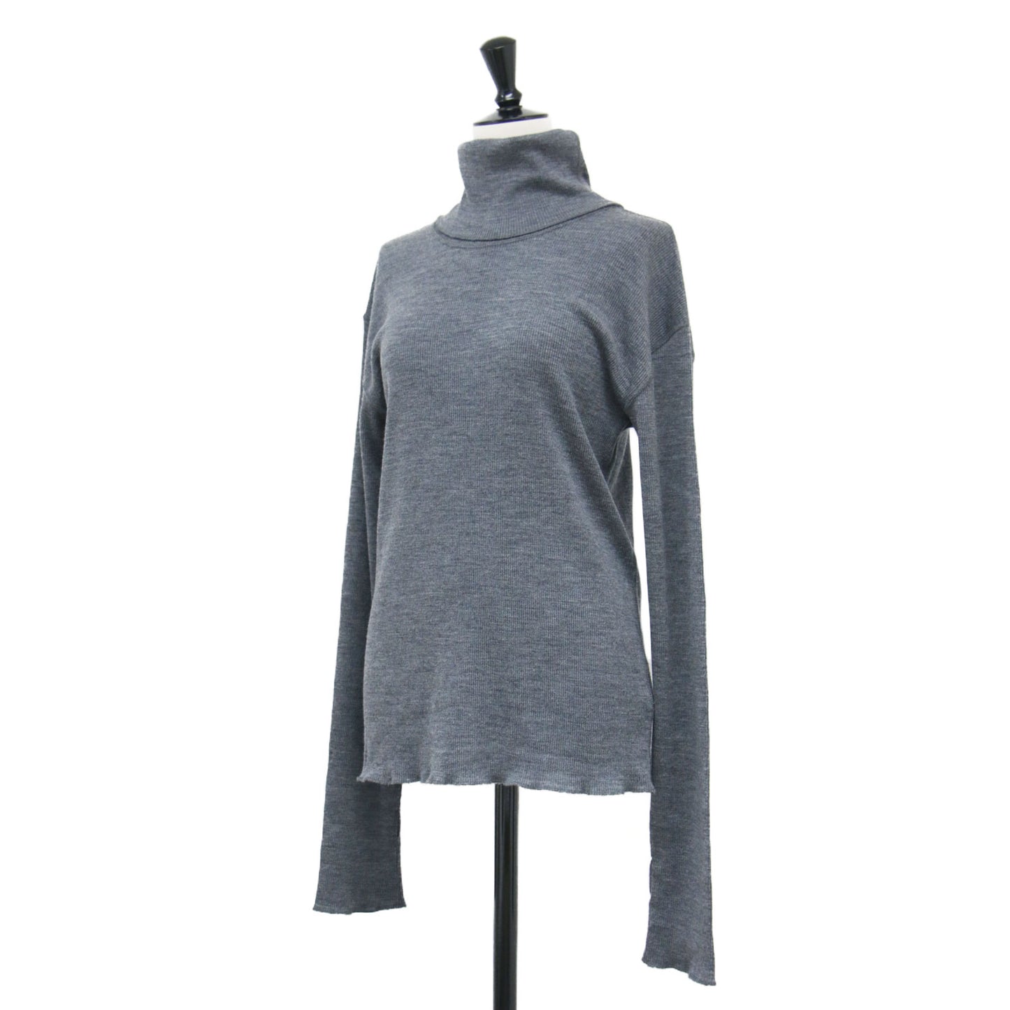 23秋冬 リブ タートル / ニット プルオーバー 長袖 コンパクトシルエット サムホール ファインメリノウール