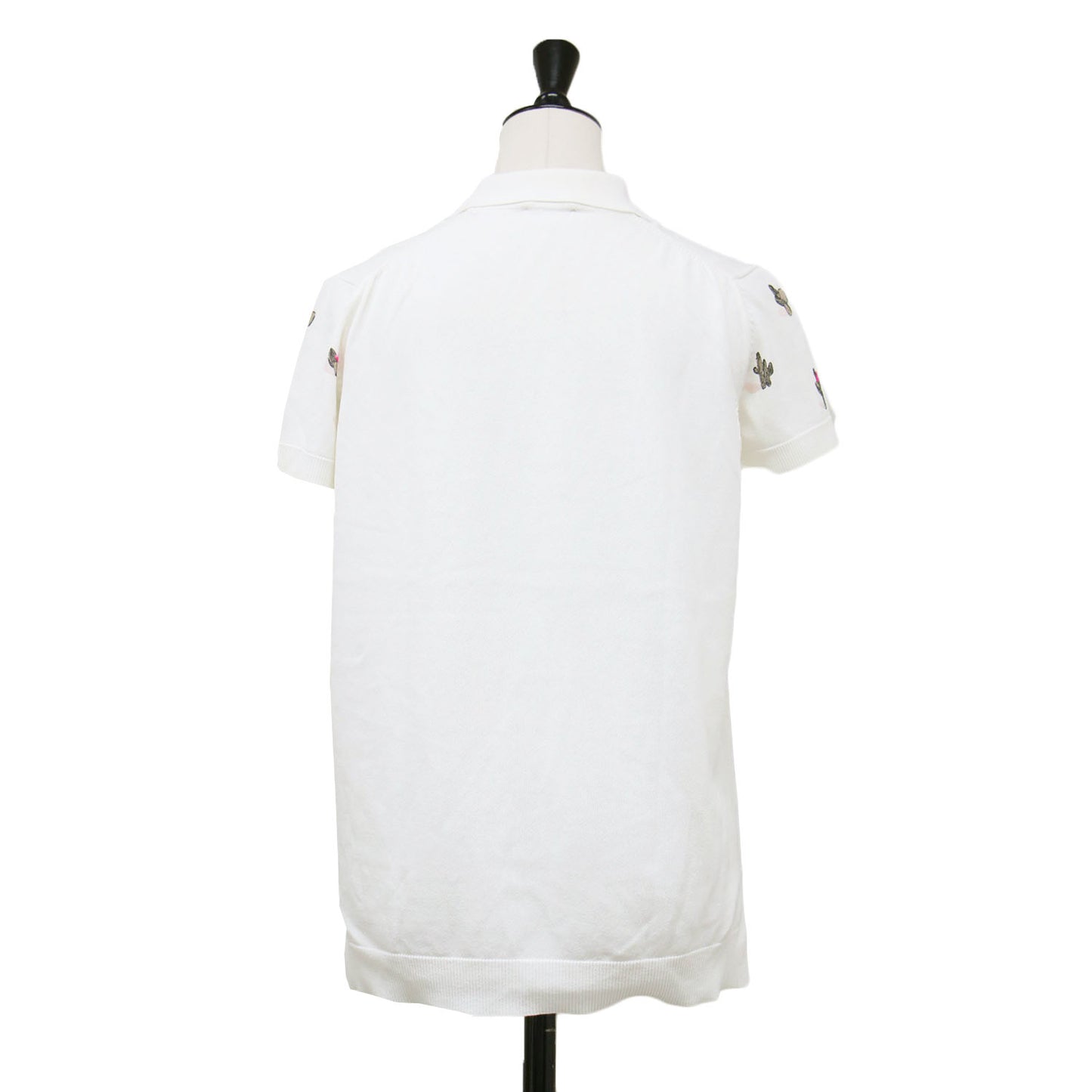 サボテン柄 ポロ プルオーバー / ニット 半袖 スリット ハイゲージ