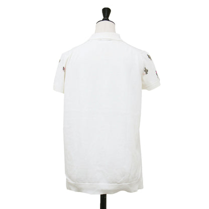 サボテン柄 ポロ プルオーバー / ニット 半袖 スリット ハイゲージ