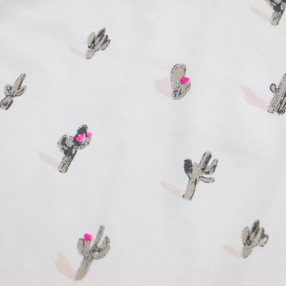 サボテン柄 ポロ プルオーバー / ニット 半袖 スリット ハイゲージ