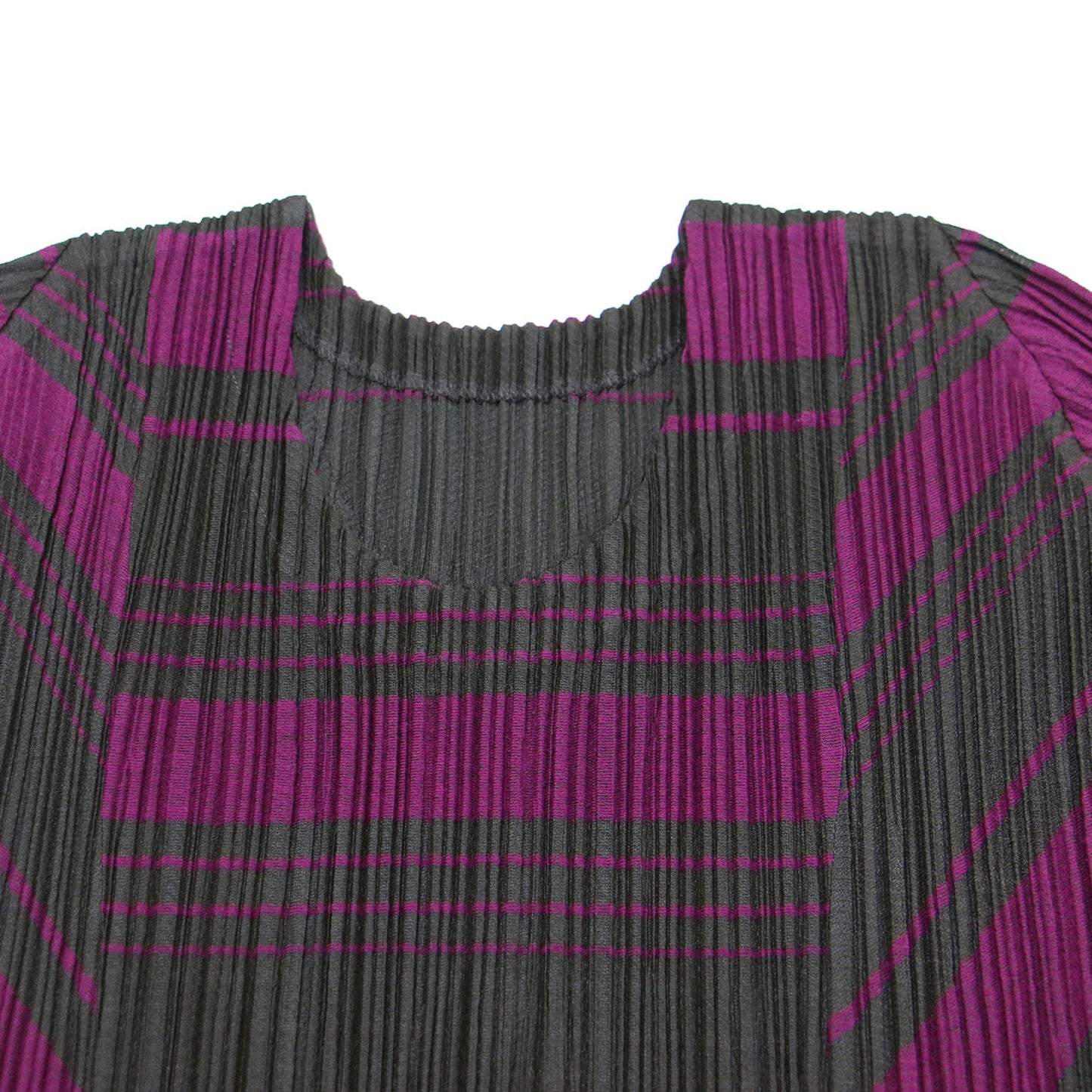 ボーダー 7分袖 プリーツワンピース / クルーネック 長袖 柄総 ストレッチ コットン