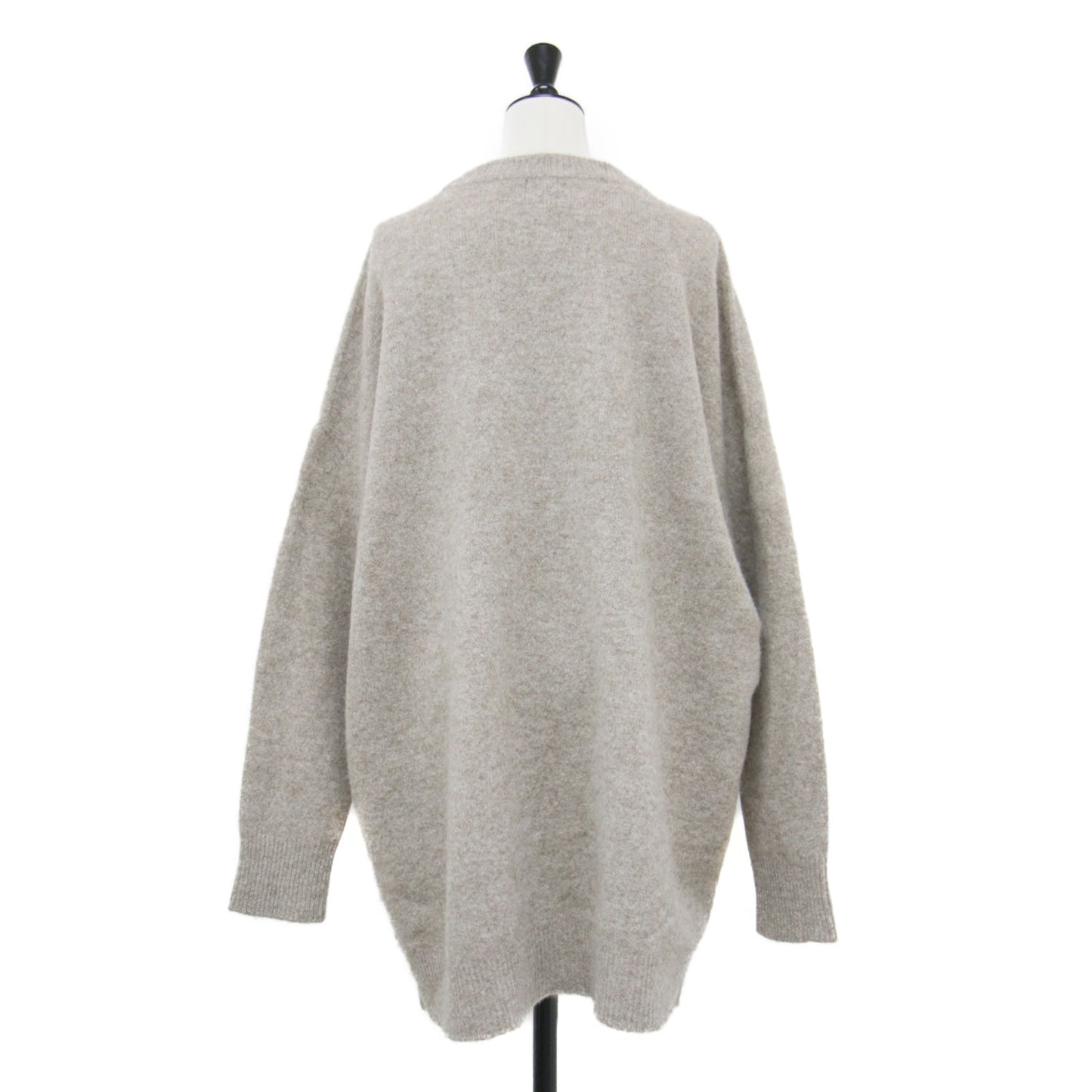 24秋冬 クルーネック ワイド チュニック プルオーバー ニット / クルーネック ボックスシルエット ポケット