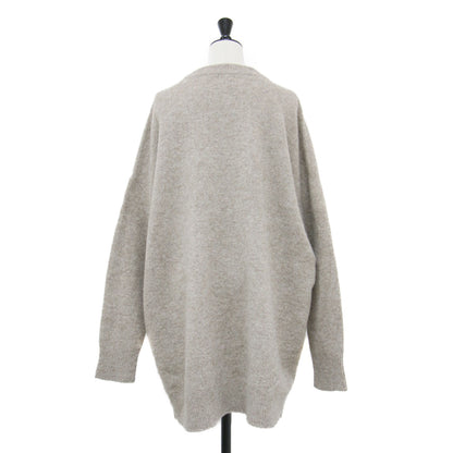 24秋冬 クルーネック ワイド チュニック プルオーバー ニット / クルーネック ボックスシルエット ポケット