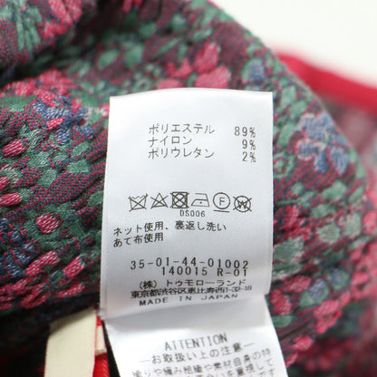 24秋冬 フラワージャガード ストレッチタンクトップ / プルオーバー クルーネック ノースリーブ サイドスリット 花柄 凹凸