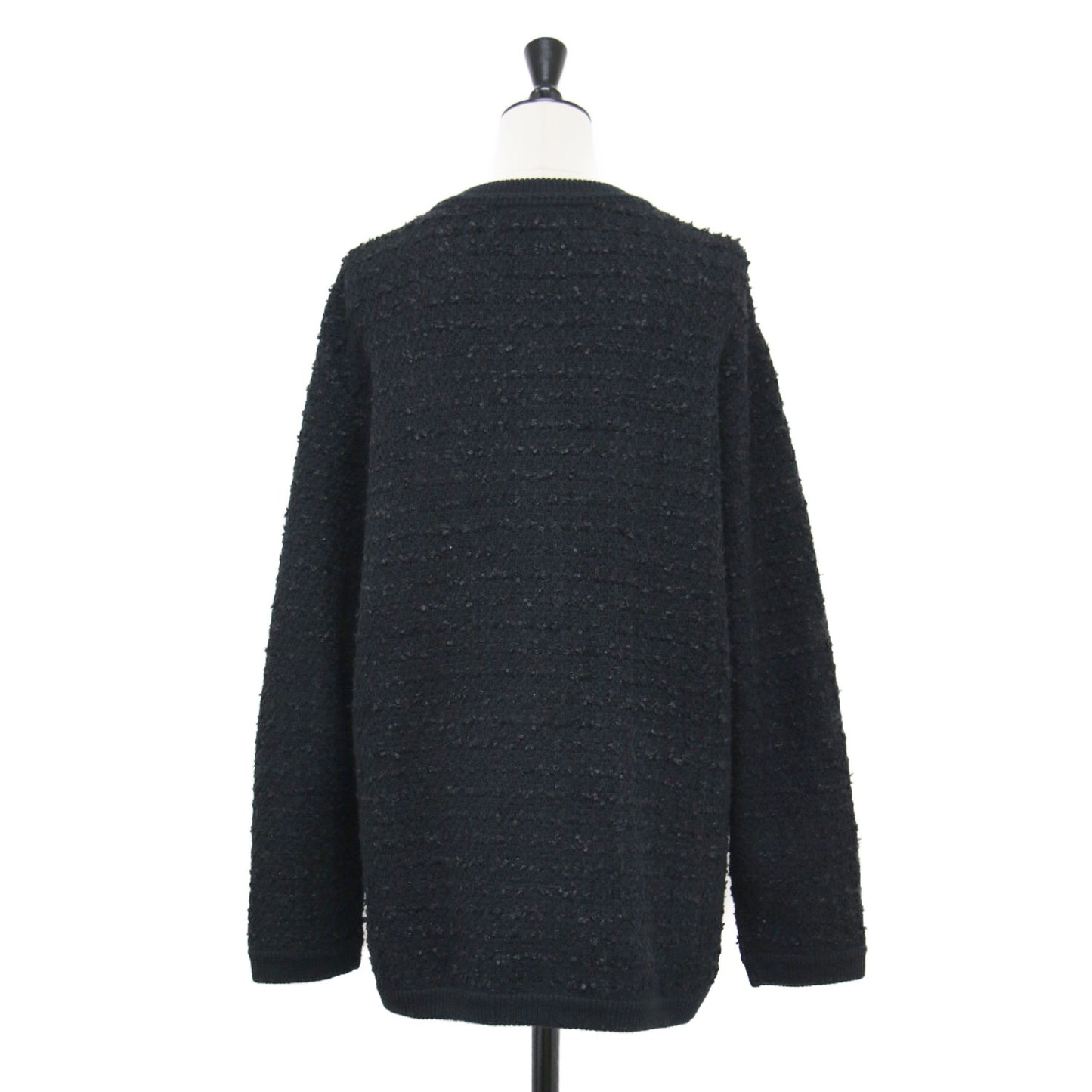 22秋冬 ツイード ニットジャケット / TWEEDY カーディガン 長袖 チュニック丈 クルーネック コットン