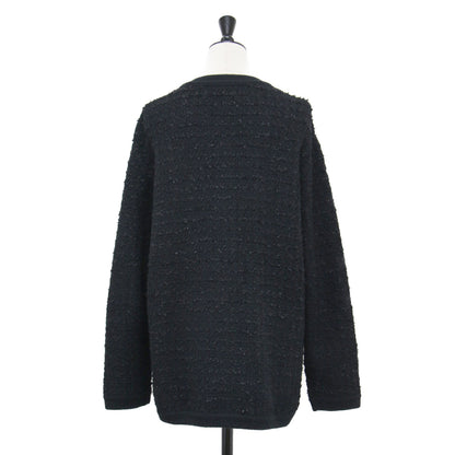 22秋冬 ツイード ニットジャケット / TWEEDY カーディガン 長袖 チュニック丈 クルーネック コットン