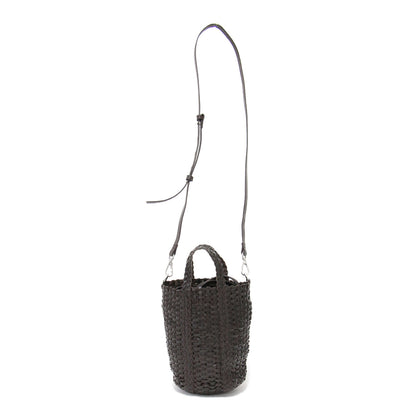 × THE BAGMATI 別注 25秋冬 ショルダー付き レザー編みバッグ / SHOULDER leather ハンドバッグ 2way 巾着 レザー コットン