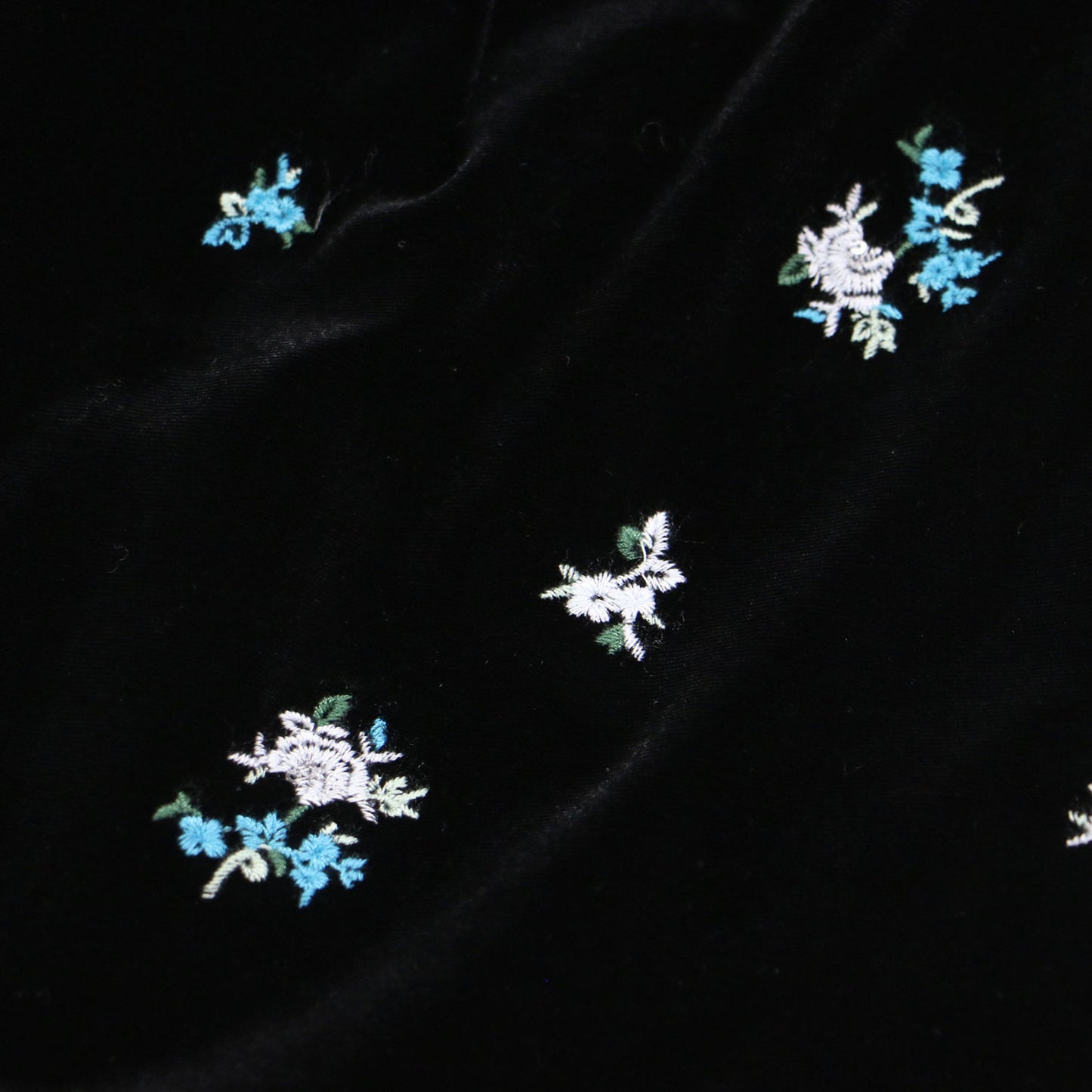 24秋冬 スクエアネックベロア刺繍ワンピース / ドレス 長袖 バックリボン 花柄 Aライン ウエスト切替 ストレッチ