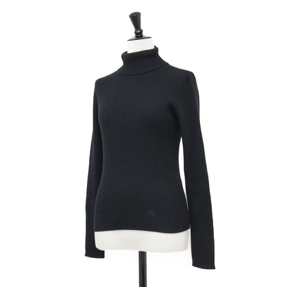 ロゴ 刺繍 リブニット / プルオーバー 長袖 タートルネック コンパクト ウール