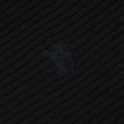 ロゴ 刺繍 リブニット / プルオーバー 長袖 タートルネック コンパクト ウール