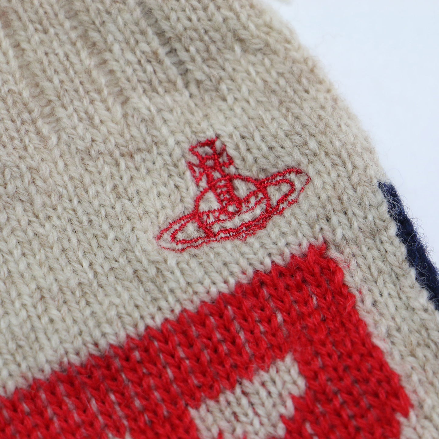 ブランデッド ロゴ アームウォーマー / BRANDED 手袋 ボーダー フィンガーレス 刺繍 ニット