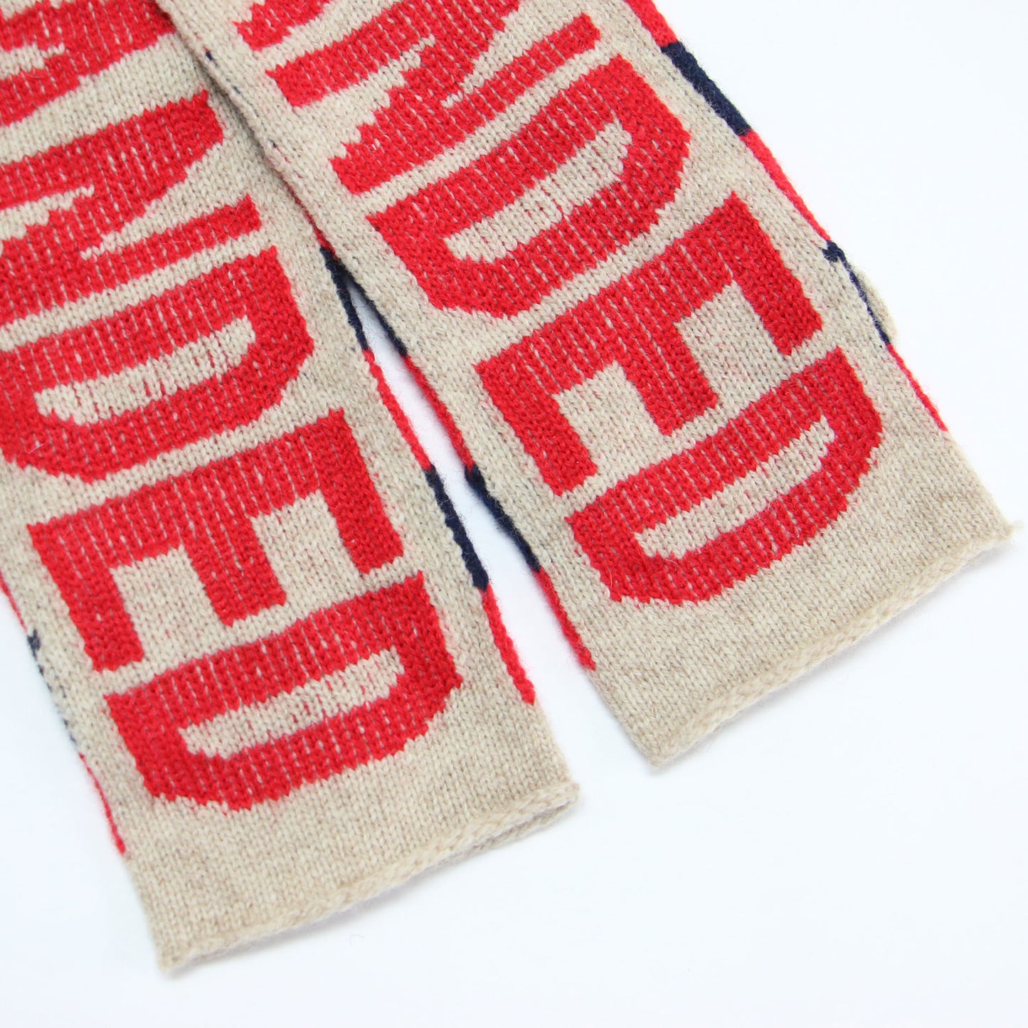 ブランデッド ロゴ アームウォーマー / BRANDED 手袋 ボーダー フィンガーレス 刺繍 ニット