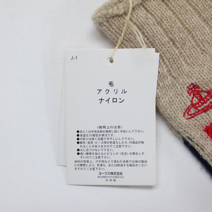 ブランデッド ロゴ アームウォーマー / BRANDED 手袋 ボーダー フィンガーレス 刺繍 ニット